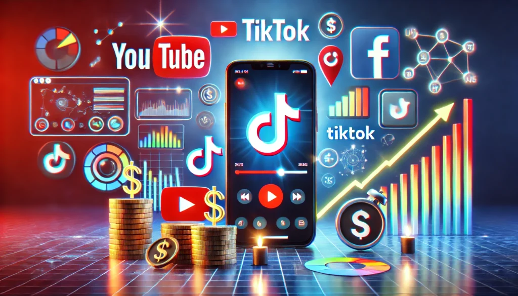 monetización de video para creadores, como YouTube, TikTok y Facebook